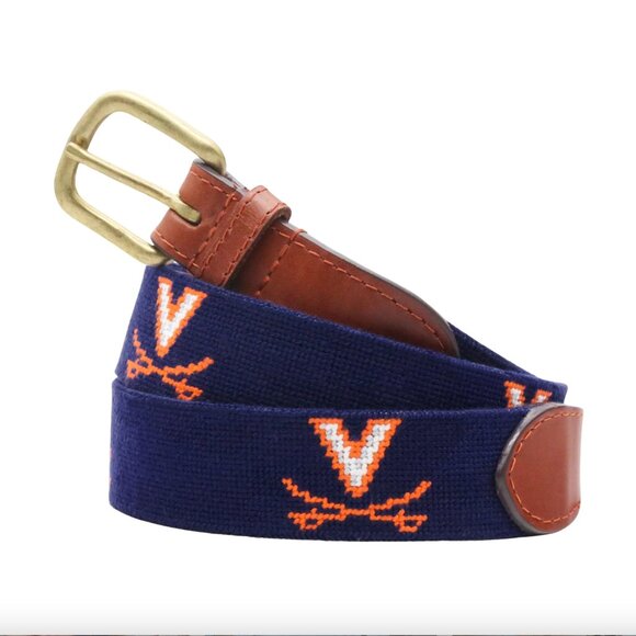 Smathers and Branson Other - Smathers and Branson UVA V Sabres Needlepoint Belt in Dark Navy